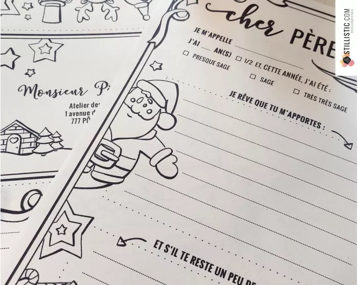 Lettre au Père Noël + enveloppe à imprimer et colorier