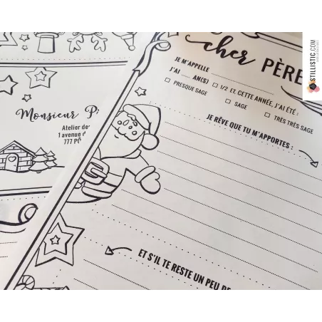 Lettre au Père Noël + enveloppe à imprimer et colorier