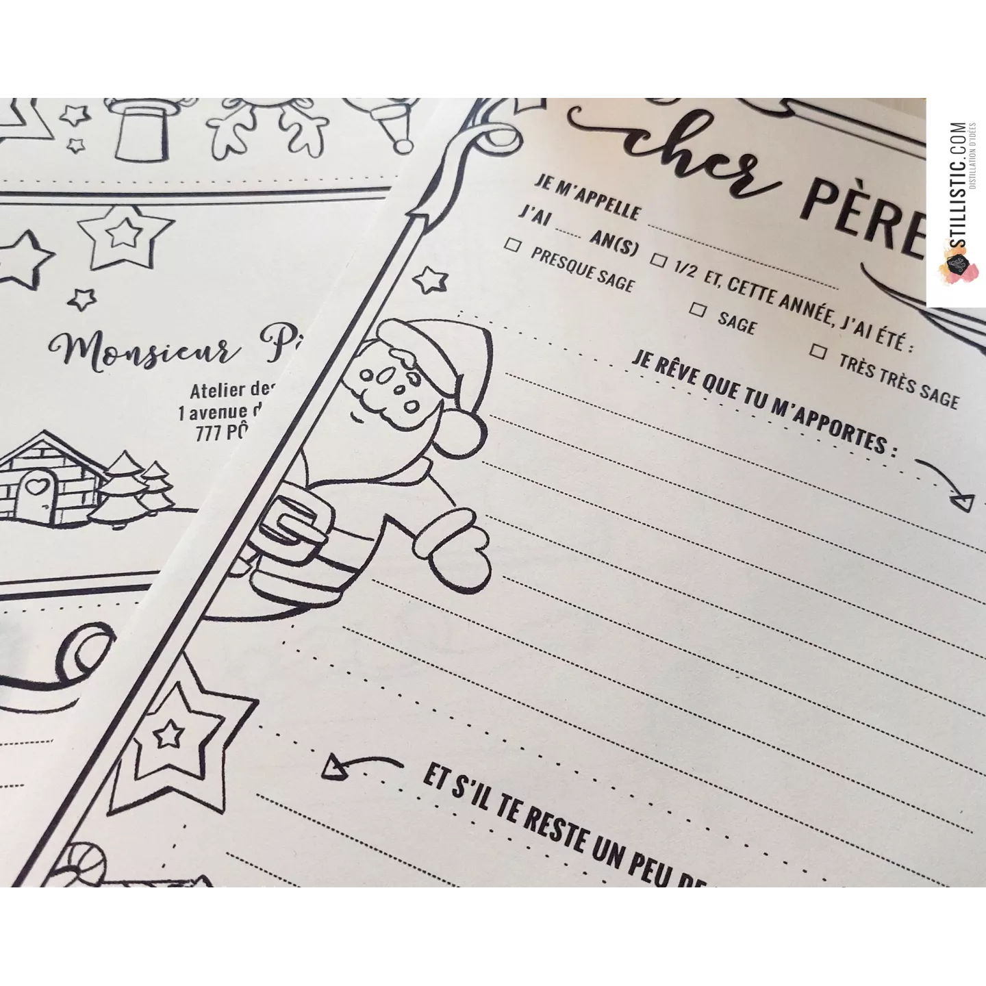 Lettre au Père Noël + enveloppe à imprimer et colorier