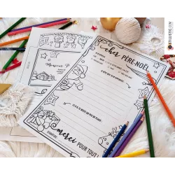 Lettre au Père Noël + enveloppe à imprimer et colorier