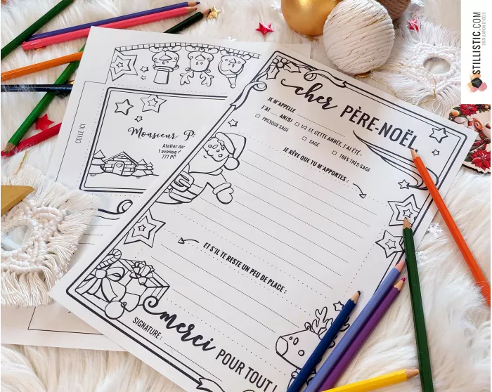 Lettre au Père Noël + enveloppe à imprimer et colorier