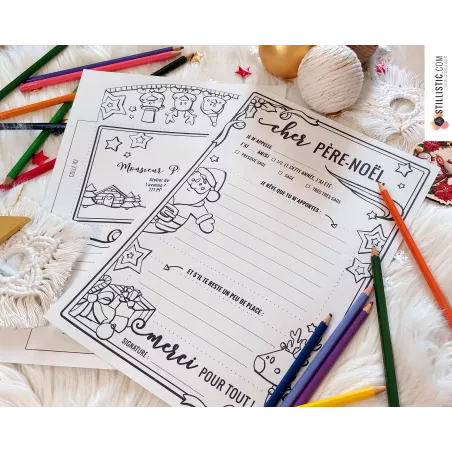 Lettre au Père Noël + enveloppe à imprimer et colorier