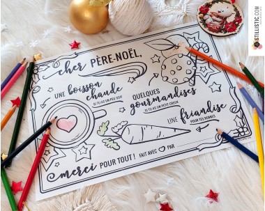 Set de table du Père Noël à imprimer et colorier