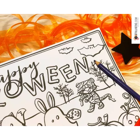 Set de table Halloween à imprimer et colorier