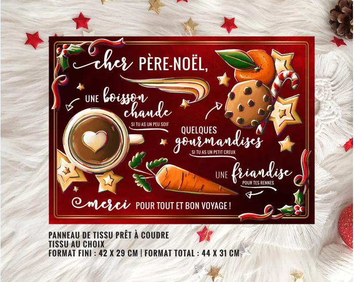 Coupon tissu Set de Table du Père Noël à découper et à coudre