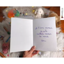 Carte merci maîtresse à imprimer et colorier pour enfants avec illustrations animaux