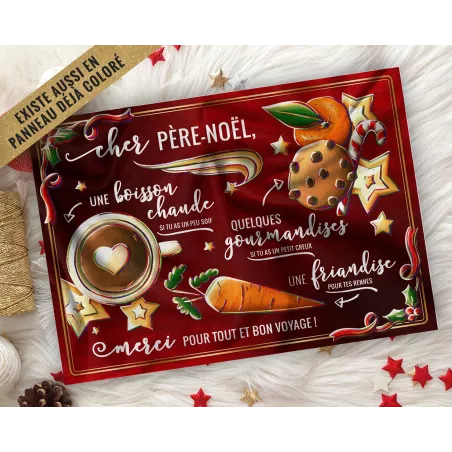 Coupon tissu coloriable Set de Table du Père Noël Sans substances nocives à couper et à coudre pour création faite maison