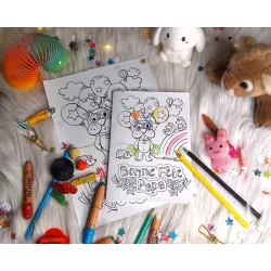 Carte fête des pères à imprimer et colorier pour enfants avec illustrations animaux