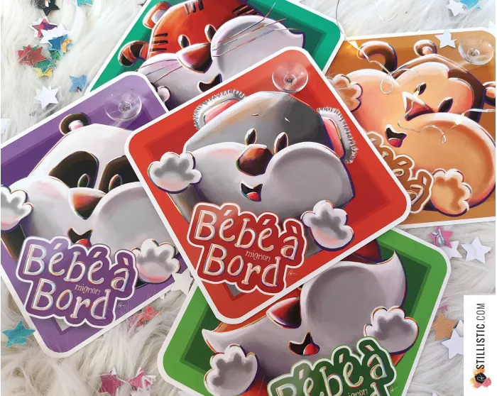 Pancarte voiture bébé à bord animal Panda avec ventouse