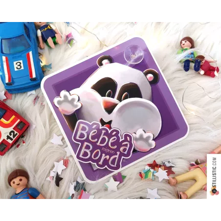 Pancarte voiture bébé à bord animal Panda avec ventouse