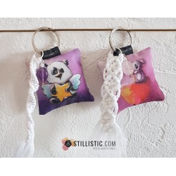 1 x Porte-clé / Bijou de sac coton macramé pierre gemme fête des mères merci maitresse atsem