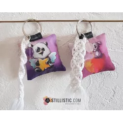 1 x Porte-clé / Bijou de sac coton macramé pierre gemme fête des mères merci maitresse atsem