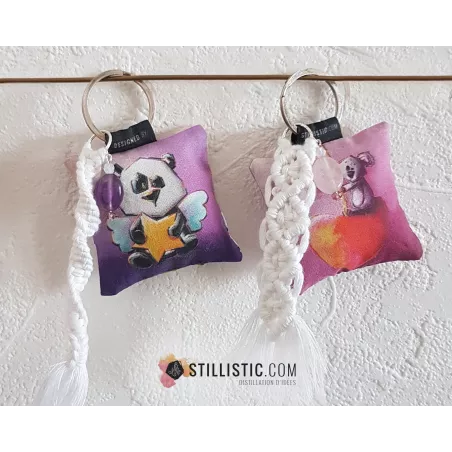 1 x Porte-clé / Bijou de sac coton macramé pierre gemme fête des mères merci maitresse atsem