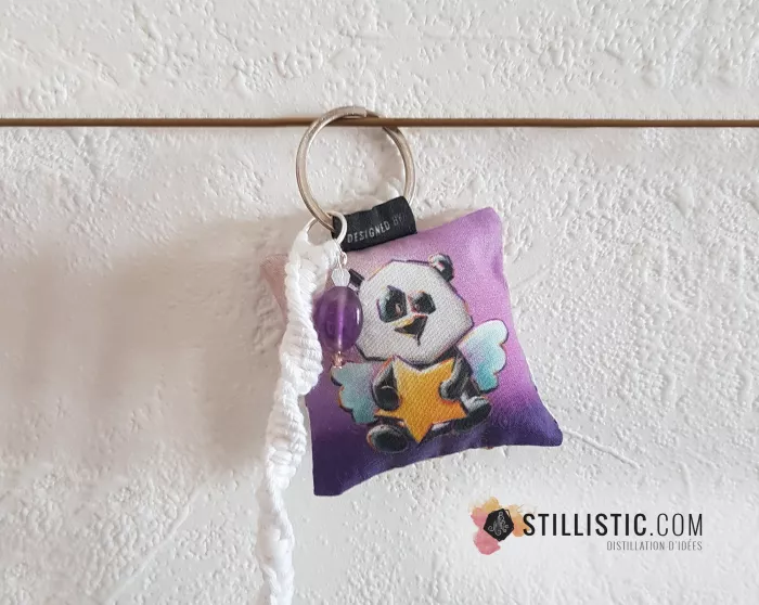 1 x Porte-clé / Bijou de sac coton macramé pierre gemme fête des mères merci maitresse atsem