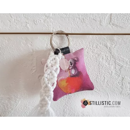 1 x Porte-clé / Bijou de sac coton macramé pierre gemme fête des mères merci maitresse atsem