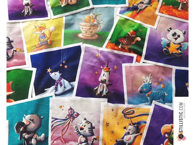 Coupon tissu illustré coton ou minky