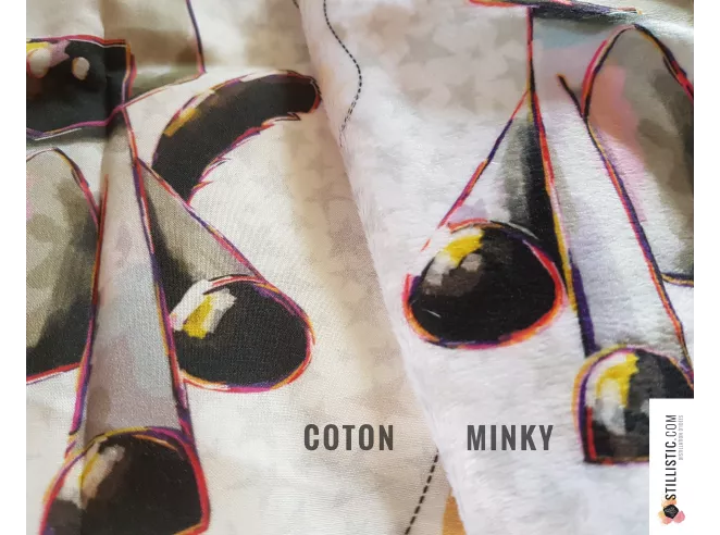 Coupon tissu illustré coton ou minky