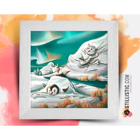 Triptyque lot de 3 Cadres Animaux de la Banquise 25x25cm