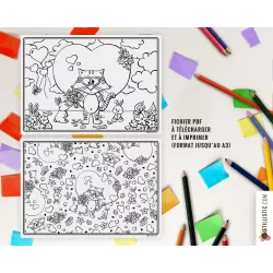 Lot de 2 Sets de table Chat et lapins à imprimer et colorier