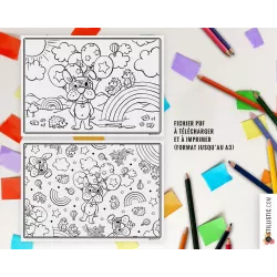 Lot de 2 Sets de table Chiot et hérissons à imprimer et colorier