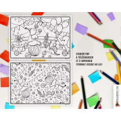 Lot de 2 Sets de table Cirque à imprimer et colorier