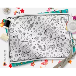 Coupon tissu Set de table Scène Motif coloriable