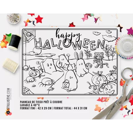 Coupon tissu Set de table Halloween coloriable