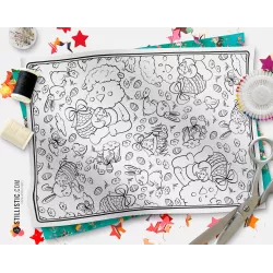 Coupon tissu Set de table Motif Agneau Pâques coloriable