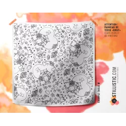 Coupon furoshiki coloriable Chat et lapins emballage cadeau coton éco-responsable