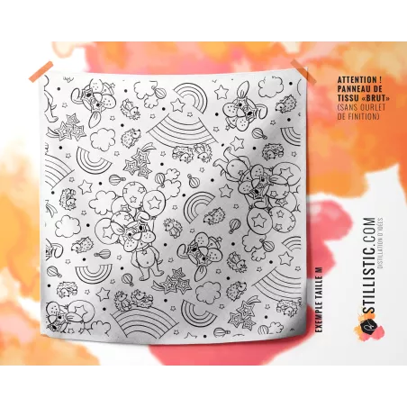 Coupon Furoshiki coloriable Chiot et hérissons