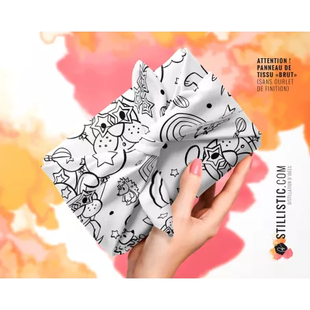 Coupon Furoshiki coloriable Chiot et hérissons