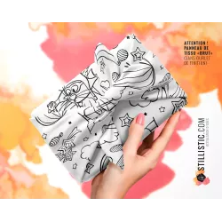 Coupon Furoshiki coloriable Renard et crayons