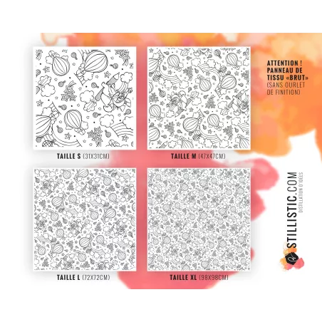 Coupon Furoshiki coloriable Renard et crayons