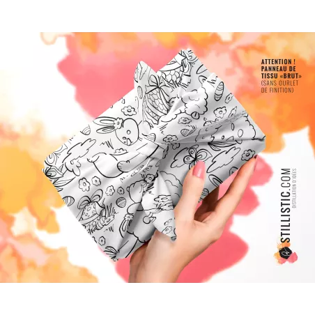 Coupon Furoshiki coloriable Agneau Pâques