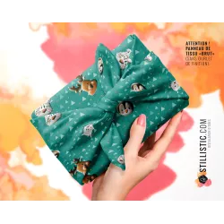 Coupon Furoshiki Animaux du pôle vert émeraude