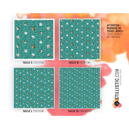 Coupon Furoshiki Animaux du pôle vert émeraude