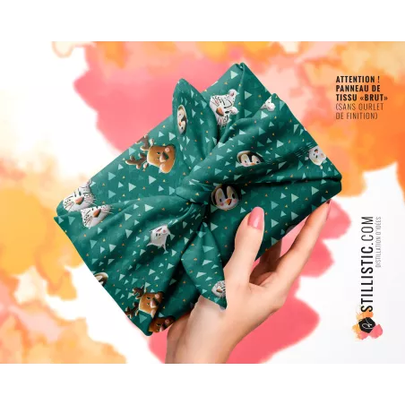 Coupon Furoshiki Animaux du pôle vert foncé