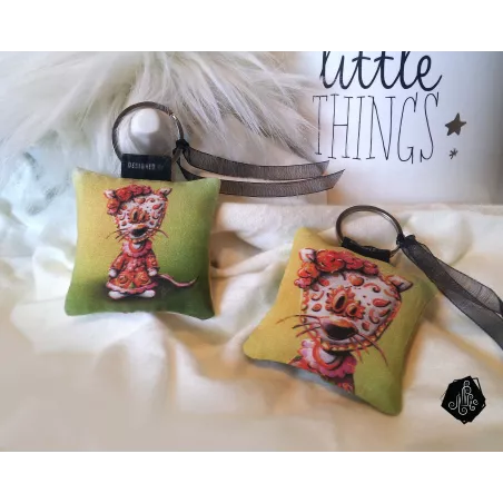 1 x Porte-clé / Bijou de sac en tissu Coton OekoTex fait main motif Souris mexicaine dia de los muertos pour femme ou enfant