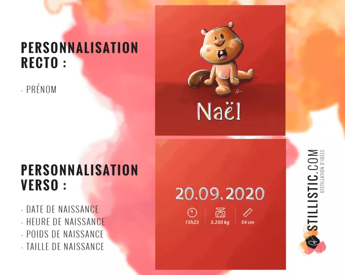 Coupon tissu Coussin de naissance Bébé Castor