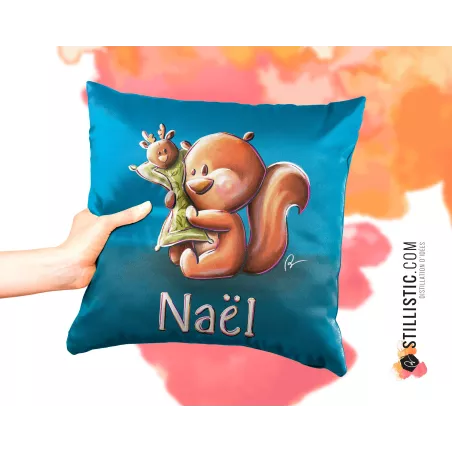 Coupon tissu Coussin de naissance Bébé Ecureuil