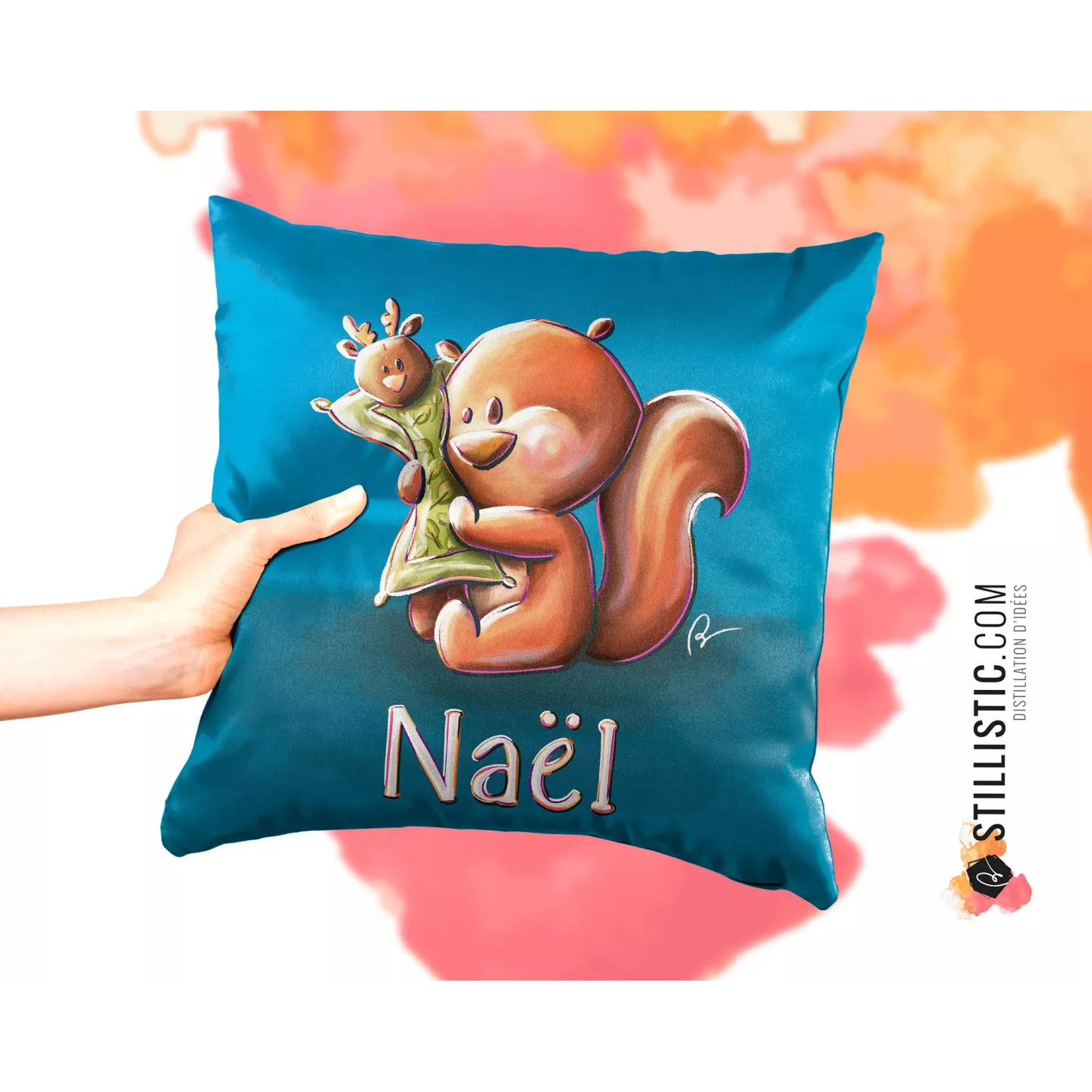 Coupon tissu Coussin de naissance Bébé Ecureuil