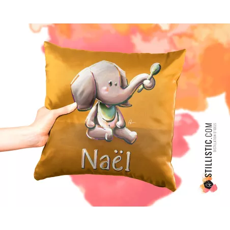 Coupon tissu Coussin de naissance Bébé Eléphant
