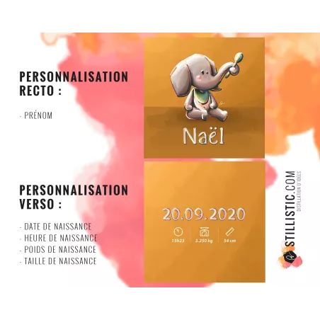 Coupon tissu Coussin de naissance Bébé Eléphant