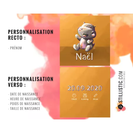 Coupon tissu Coussin de naissance Bébé Hippopotame