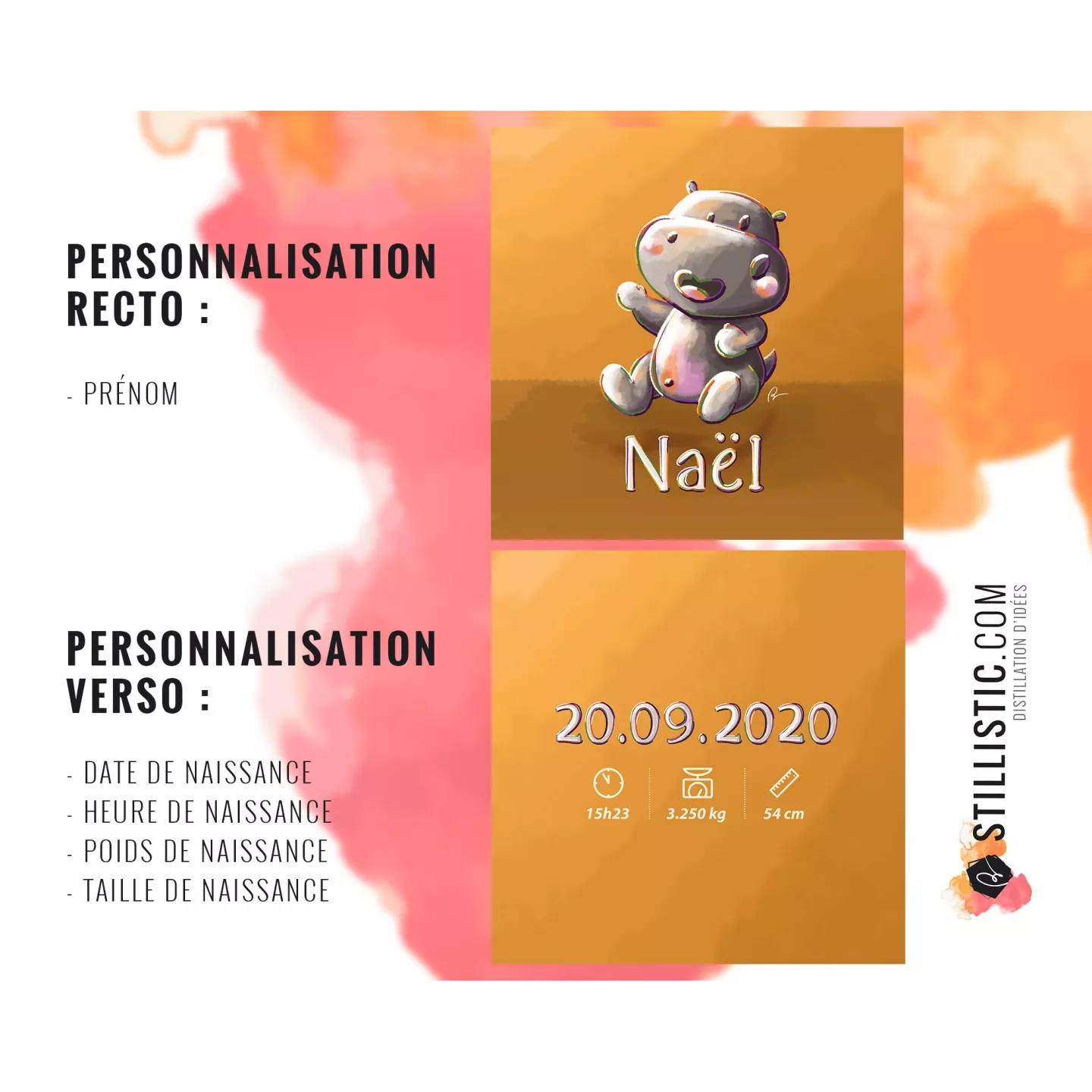 Coupon tissu Coussin de naissance Bébé Hippopotame