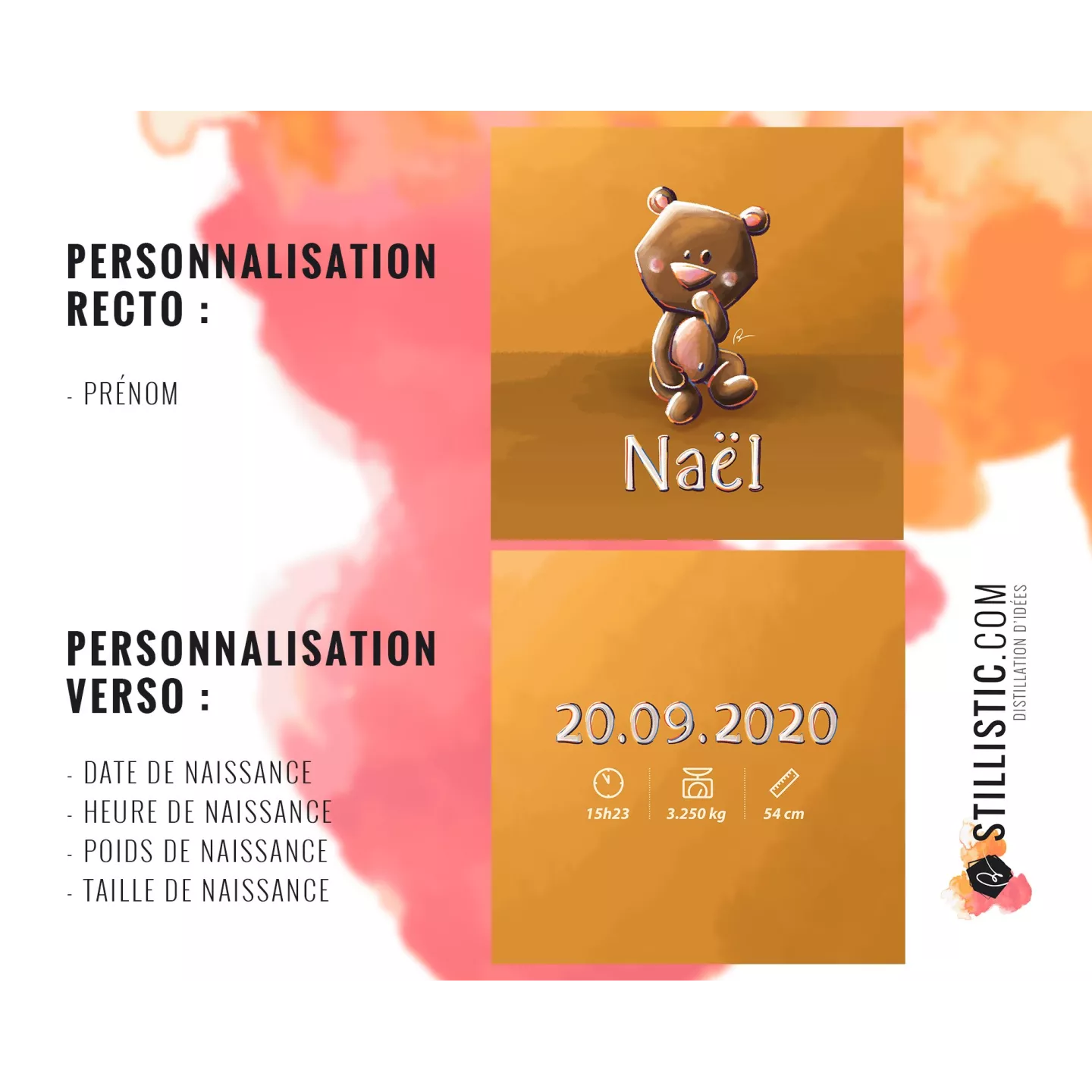 Coupon tissu Coussin de naissance Bébé Ours