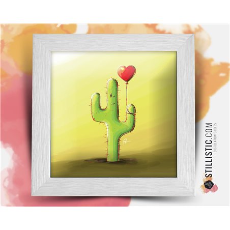 Cadre carré avec Illustration Cactus et ballons pour Chambre Enfant bébé 25x25cm