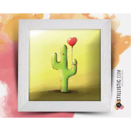 Cadre carré avec Illustration Cactus et ballons pour Chambre Enfant bébé 25x25cm