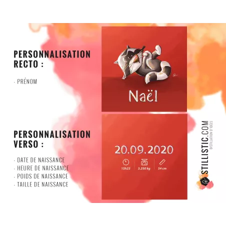 Coupon tissu Coussin de naissance Bébé Raton-Laveur Sans substances nocives à découper et coudre (sur commande)