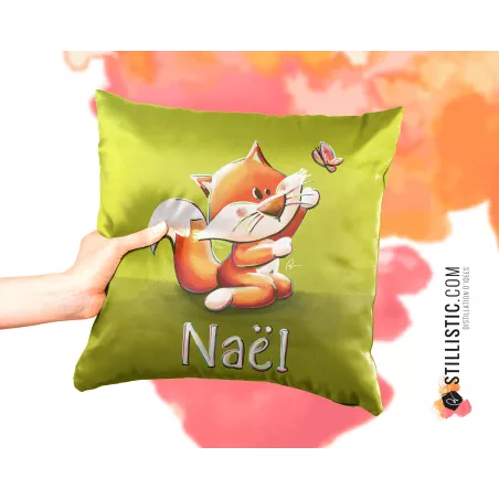 Coupon tissu Coussin de naissance Bébé  Renard Papillon